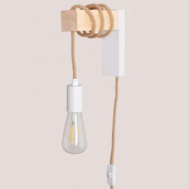 Tina Wandlamp Van Staal Wit – Natuurlijk Hout - Sklum