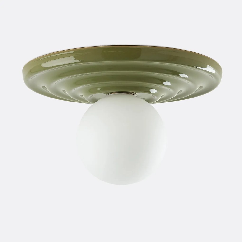 Plafondlamp of wandlamp, van keramiek en opaalglas, diameter 33,2 cm, HOLI