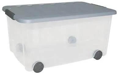 Multifunctionele box Scotti 50l met wieltjes in transparant/grijs, plastic, 35 x 25 x 10 cm