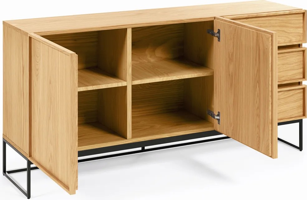 Eiken Dressoir Met Metalen Frame - 160x42x78cm.