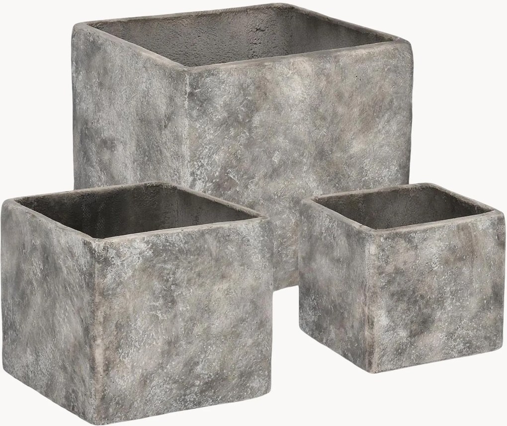 Handgemaakte outdoor plantenpotten Meili, 3-delig