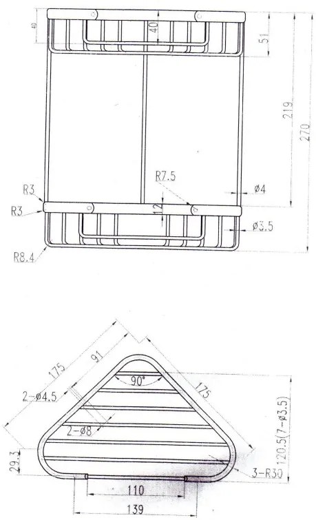 Eastbrook Solid messing doucherek driehoek dubbel chroom