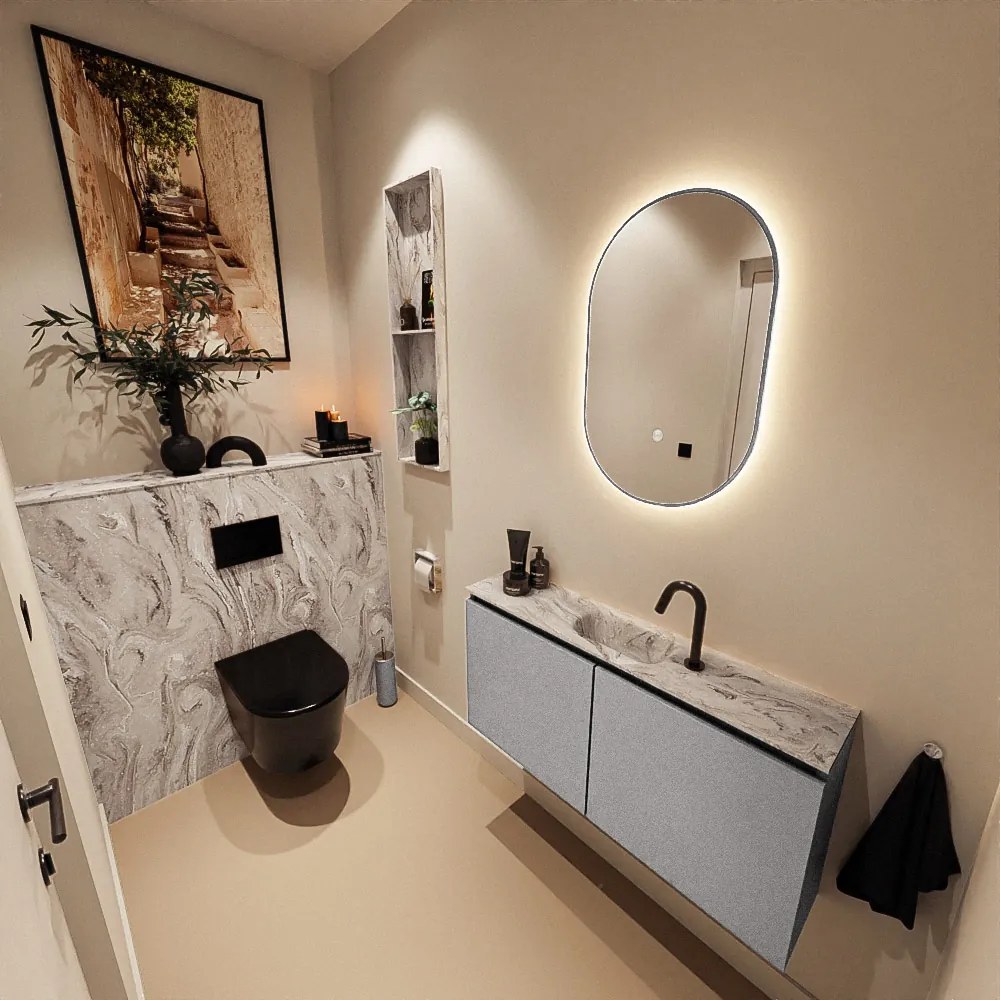 Mondiaz Ture DLux toiletmeubel 100cm plata met wastafel glace midden met kraangat