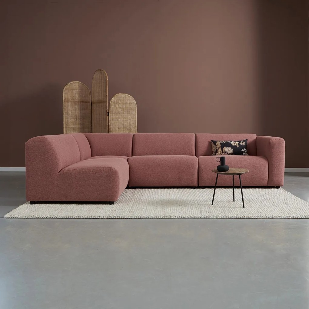 Hoekbank Links Met 1 Armleuning Terracotta Roze