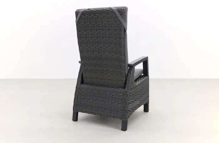 Darwin/Kings 6-persoons wicker verstelbare tuinset 220x100 cm. - Antraciet/Houtlook