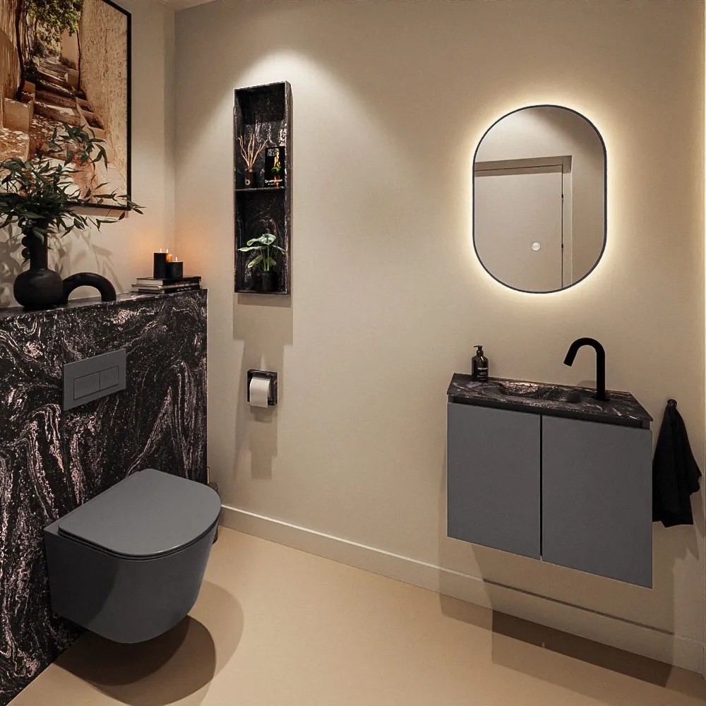 Mondiaz Ture DLux toiletmeubel 60cm dark grey met wastafel lava midden met kraangat