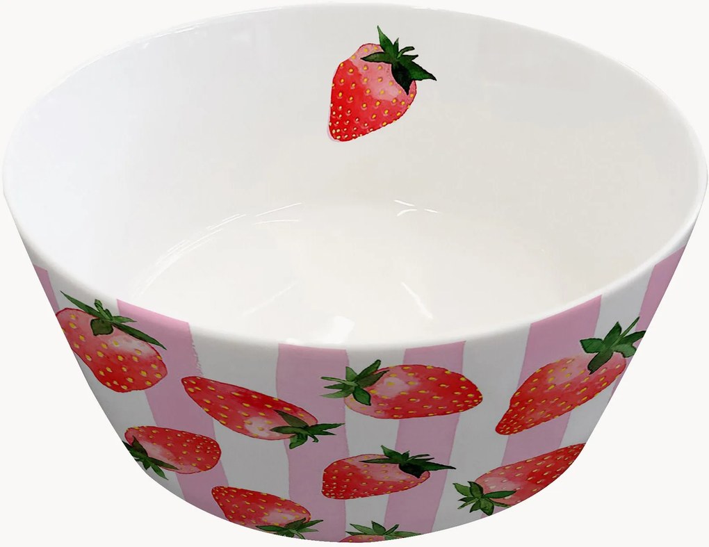 Kleine schaal Strawberry & Stripes van nieuw bottenporselein