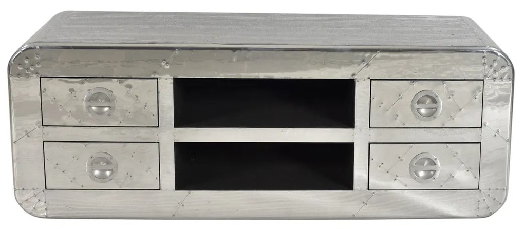 Zilver Tv-meubel Aluminium 145 Cm - 145x45x50cm.