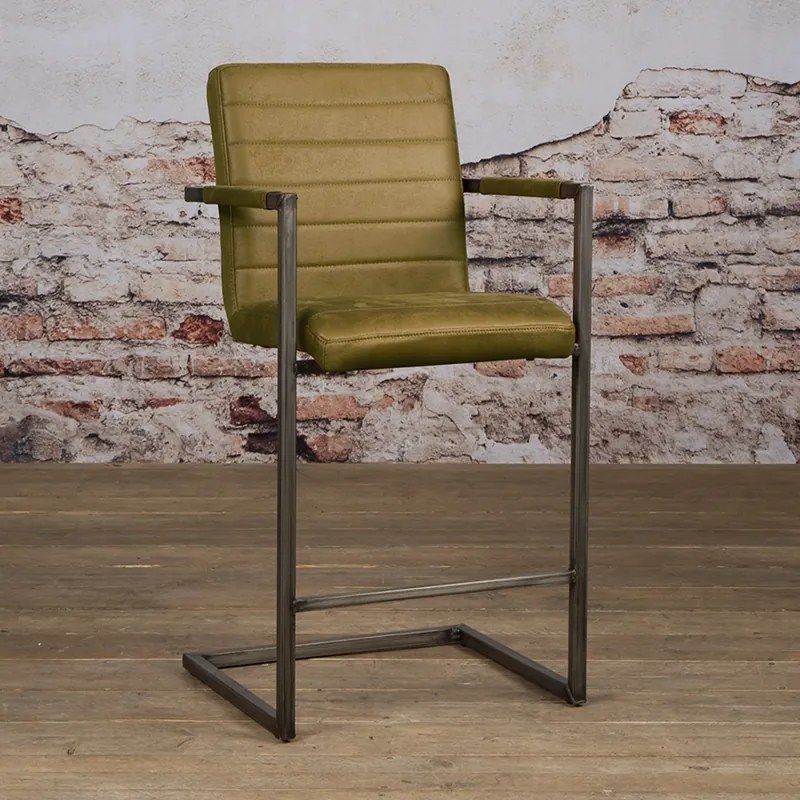 Stoere Barstoel Industrieel Bull Green