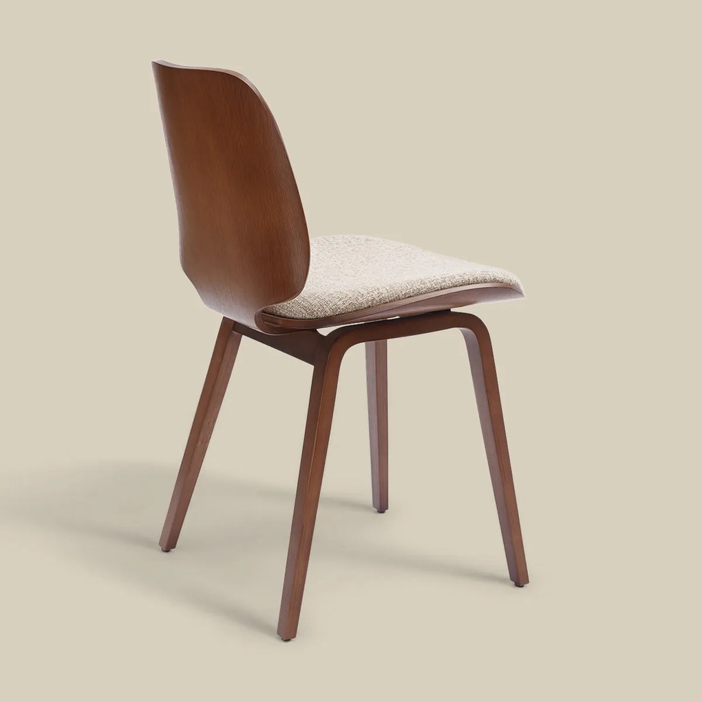 Scandinavische Plywood Stoel Walnoot
