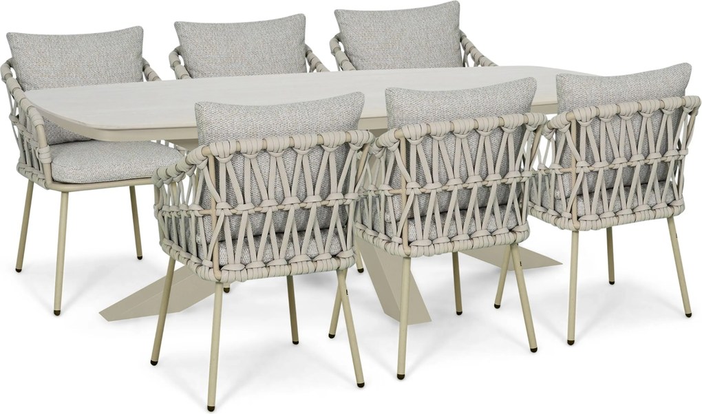 Tuinset 6 personen 220 cm Rope Zand/Beige Coco Oliva/Belluno