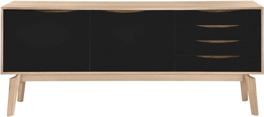 Wood and Vision Edge Sideboard 2-4 dressoir zwart frame licht eiken