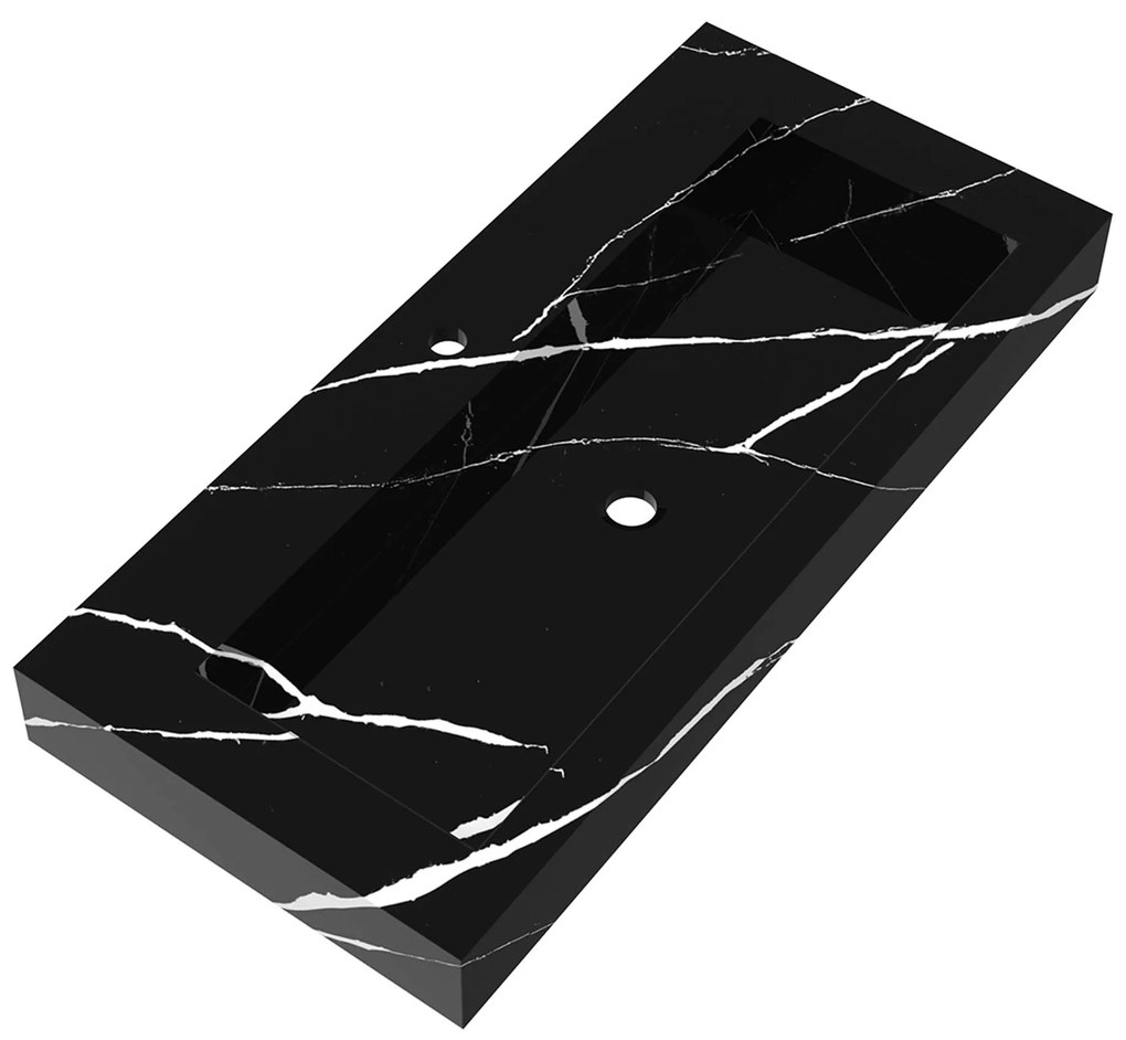 Sanituba Nature badmeubel 100cm sahara  met wastafel Artificial Marble Nero Marquina 1 kraangat