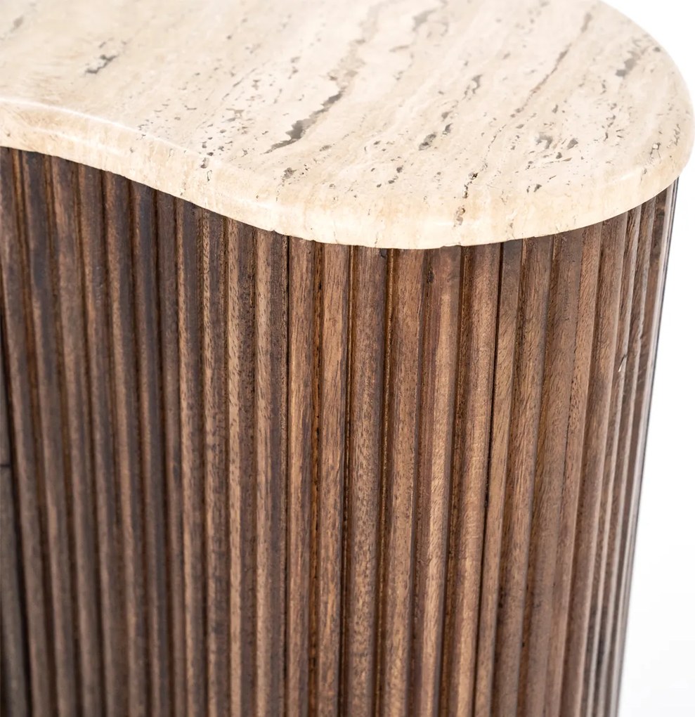 Bijzettafel Met Travertin Blad - 50 X 33cm.