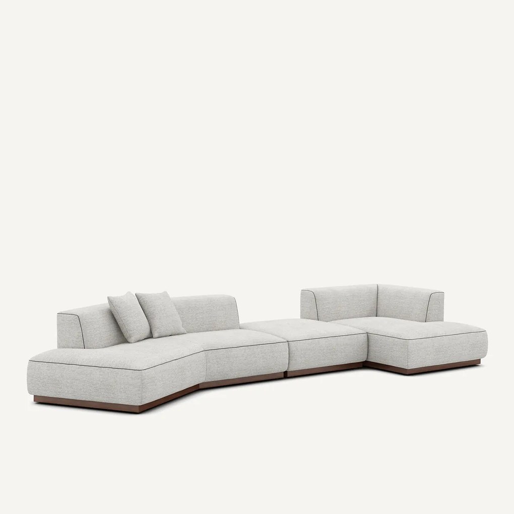 Rechte open hoekbank met voetsteun van gevlekt canvas, JACOPO