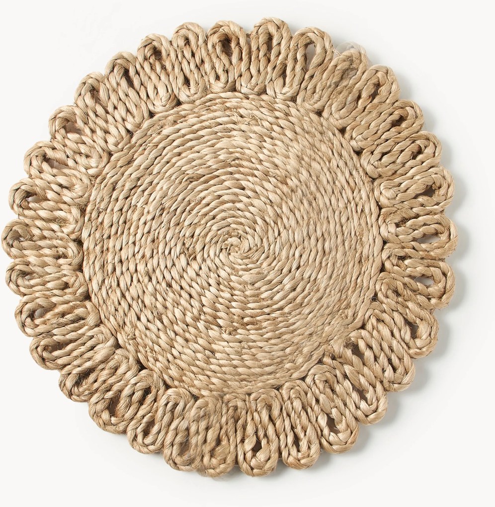 Ronde handgemaakten jute placemats Melisa, 2-delig