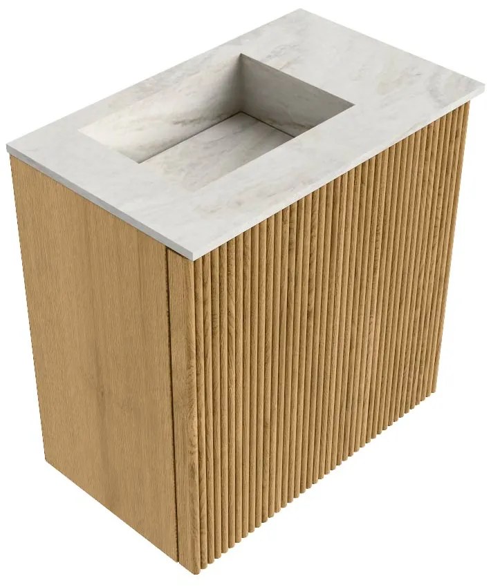 Mondiaz Joya DLux 40cm toiletmeubel oak met wastafel faye links 1 kraangat ostra