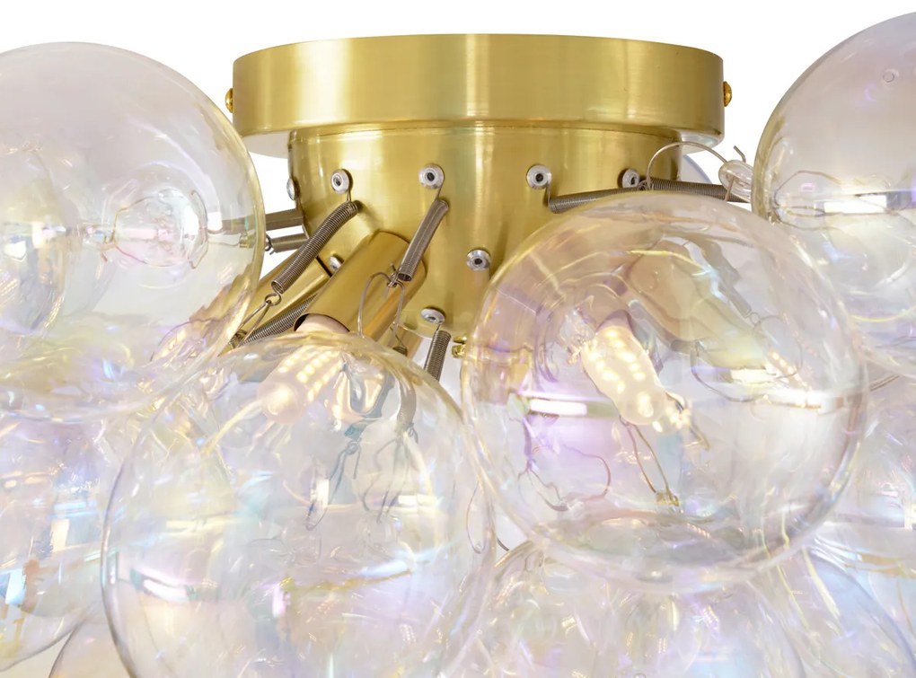 Design plafondlamp messing met regenboog glas 6-lichts - Uvas