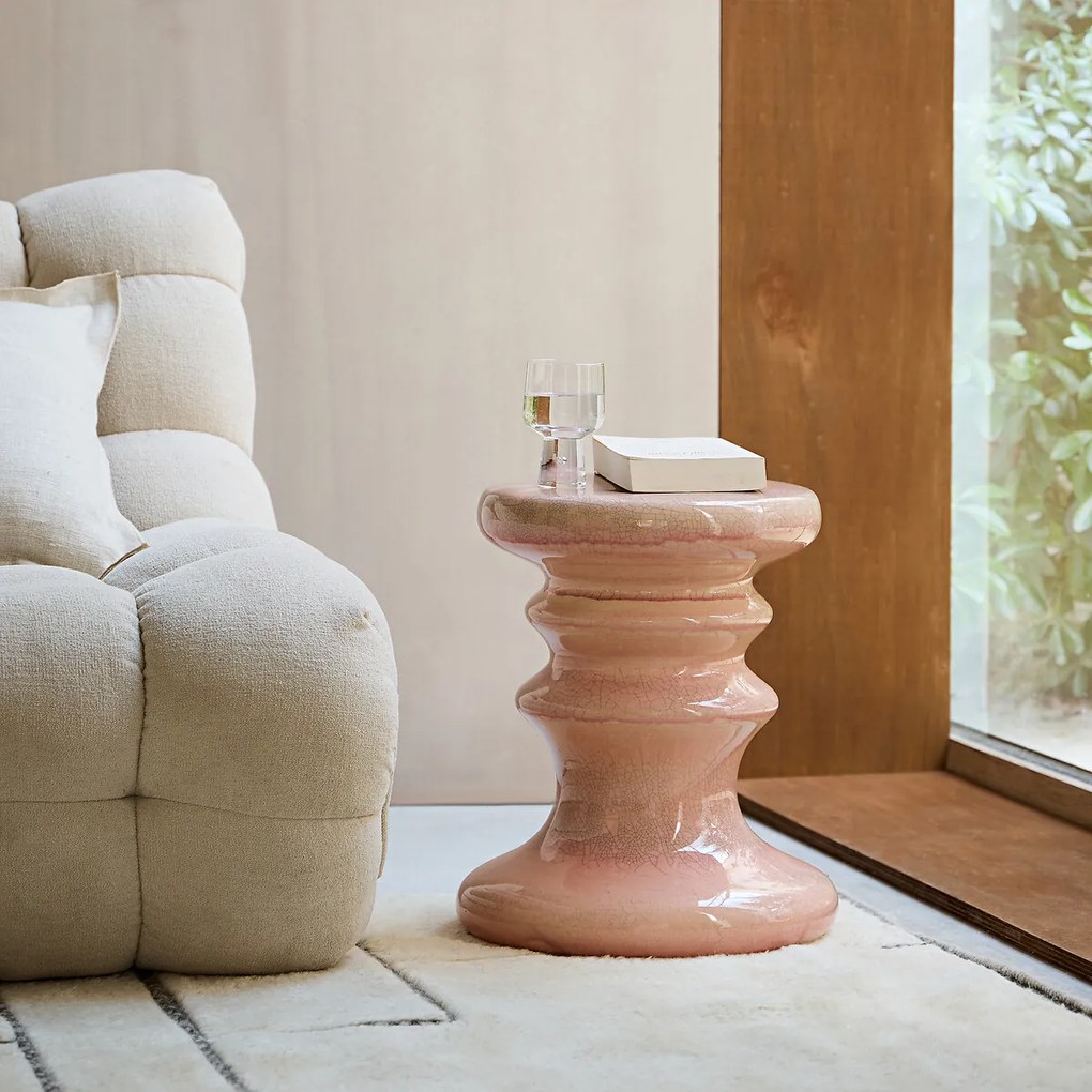 Bijzettafel van gecraqueleerd geglazuurd keramiek, Lulla