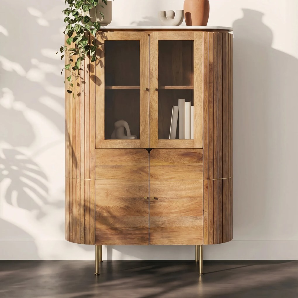 Ovale Buffetkast Mangohout - 100x42x145cm.