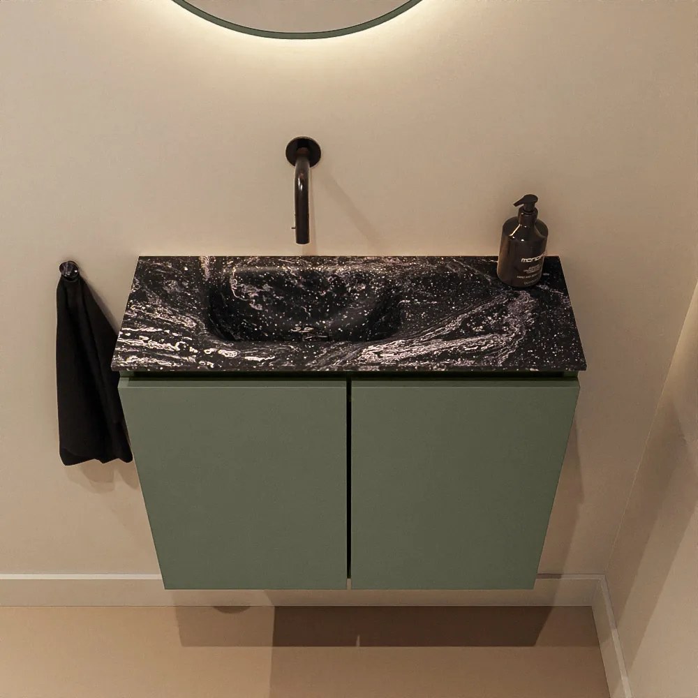 Mondiaz Ture DLux toiletmeubel 60cm army met wastafel lava links zonder kraangat