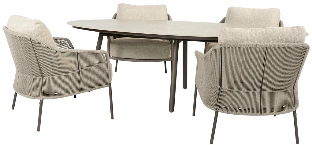 Taste by 4 Seasons Florence low dining set terre met Salute tafel 220 cm Tuinstoel bruin weerbestendig