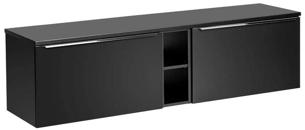 Comad Santa Fe Black badkamermeubel 180cm met open kast en toppaneel zwart mat