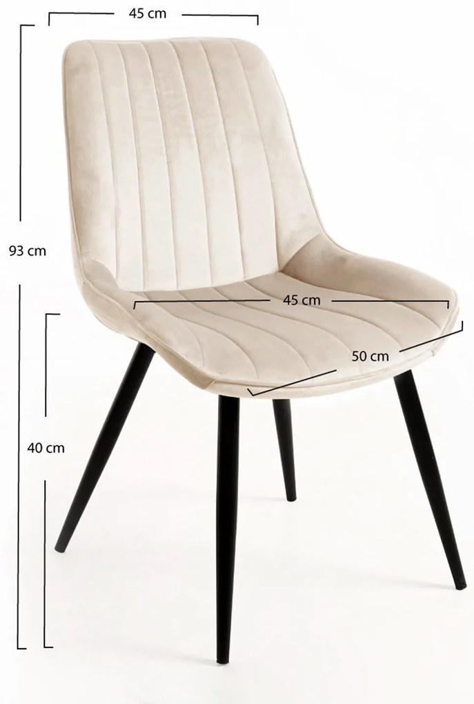 Set van 4 Lene Fluwelen Stoelen