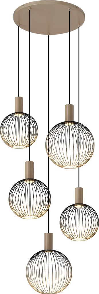 Ascha 5-lichts Hanglamp Zacht Beige