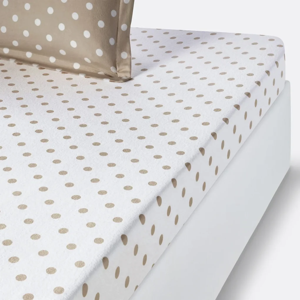 Hoeslaken in flanel met stippenprint Clarisse