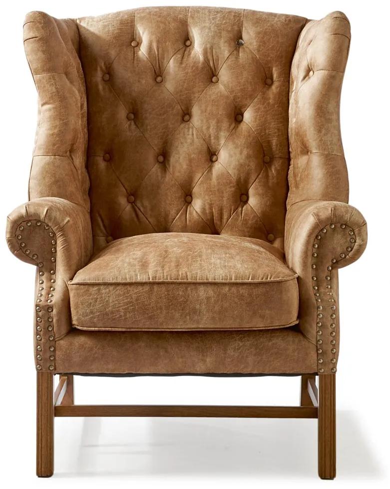 Rivièra Maison - Franklin Park Wing Chair, pellini, camel - Kleur: bruin