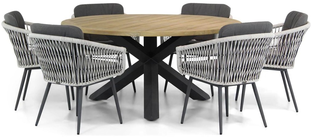 Tuinset Ronde Tuintafel 6 personen 160 cm Rope Wit Lifestyle Garden Furniture Western/Rockville