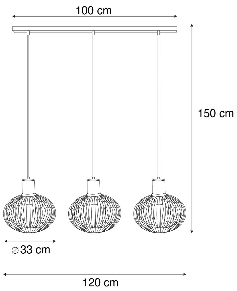 Eettafel / Eetkamer Moderne draad hanglamp zwart met beige 3-lichts - Gila Modern GU10 rond Binnenverlichting Lamp