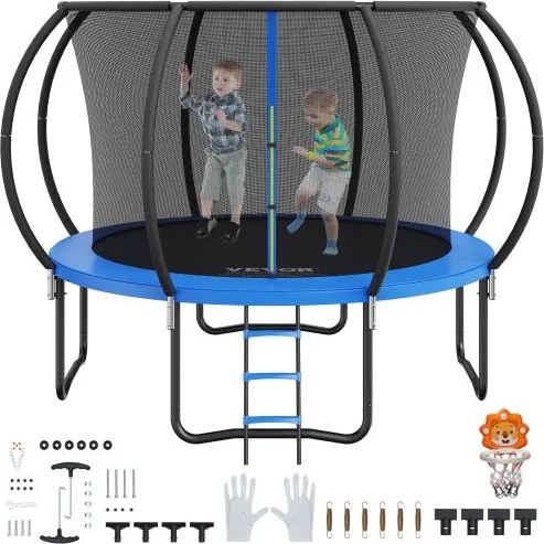 VEVOR Tuintrampoline 86 cm Ladderhoogte, Kindertrampoline voor binnen en buiten met een draagvermogen van 150 kg, Trampolines met 360° veiligheidsnet en schokdempend, Buitentrampolines voor kinderen en volwassenen