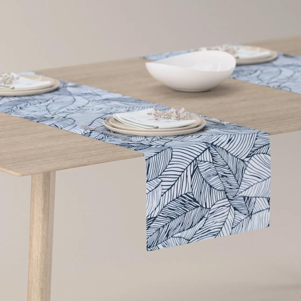 Dekoria Rechthoekige tafelloper, donkerblauw-wit, 40 x 130 cm