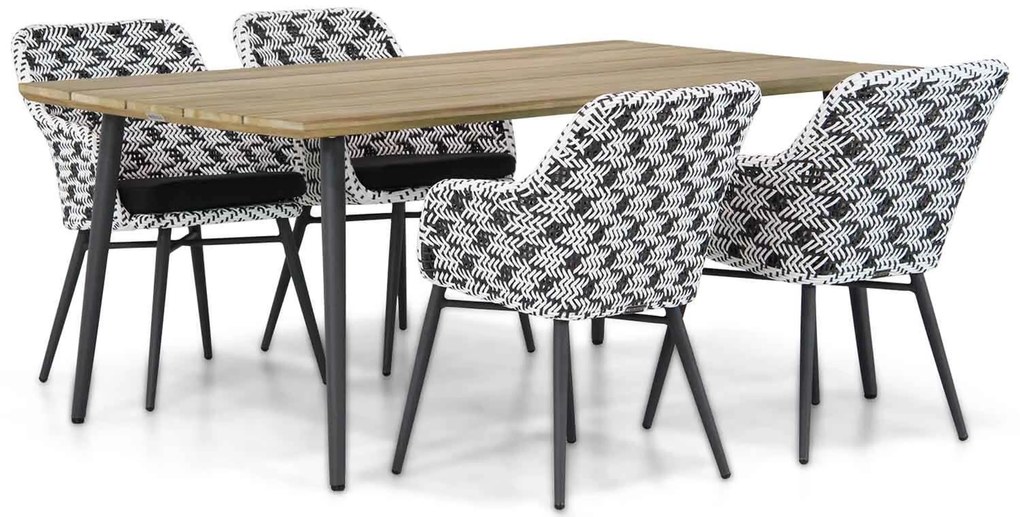 Tuinset 4 personen 180 cm Wicker Zwart Lifestyle Garden Furniture Crossway/Montana