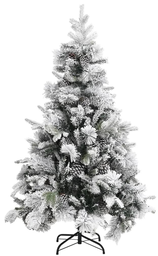 vidaXL Kerstboom met dennenappels en sneeuw 120 cm PVC en PE