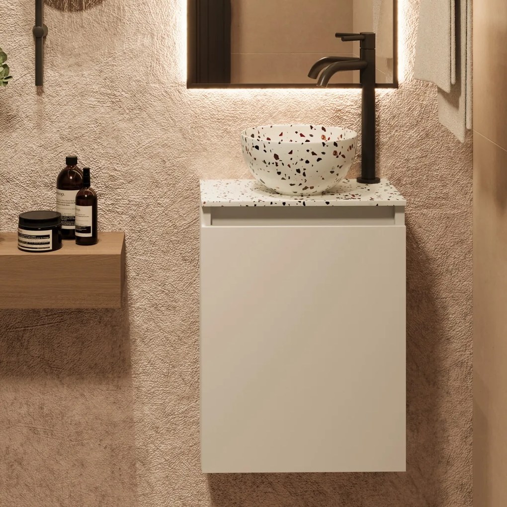 Fontana Terrazzo Micro Marble toiletmeubel 40cm wit mat