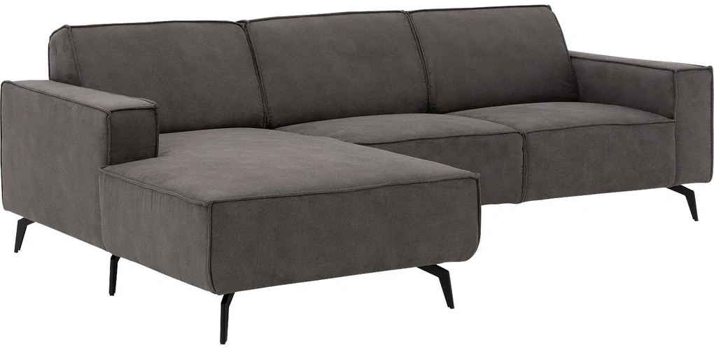 Goossens Hoekbank Hercules donkergrijs, microvezel, 2,5-zits, modern design met chaise longue links