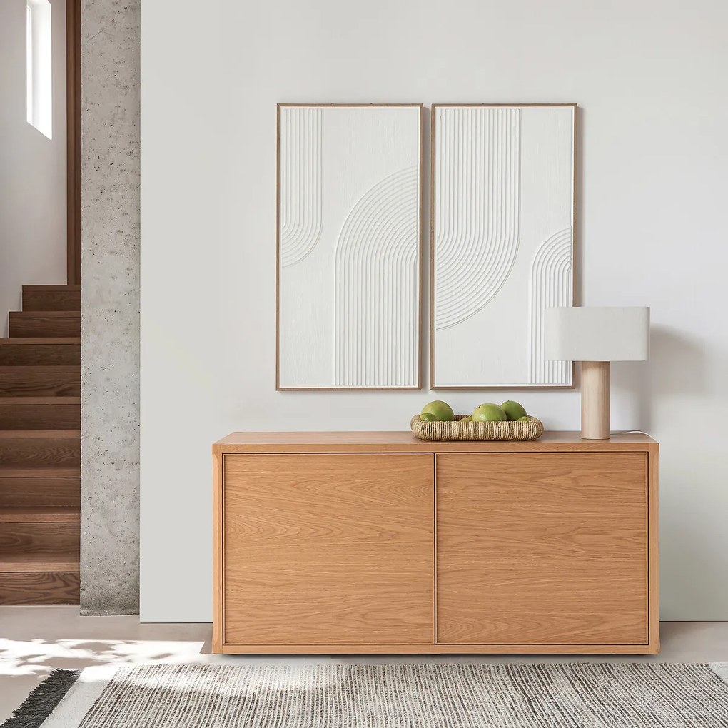 Eikenhouten en gefineerde buffetkast, design E. Gallina, Jena