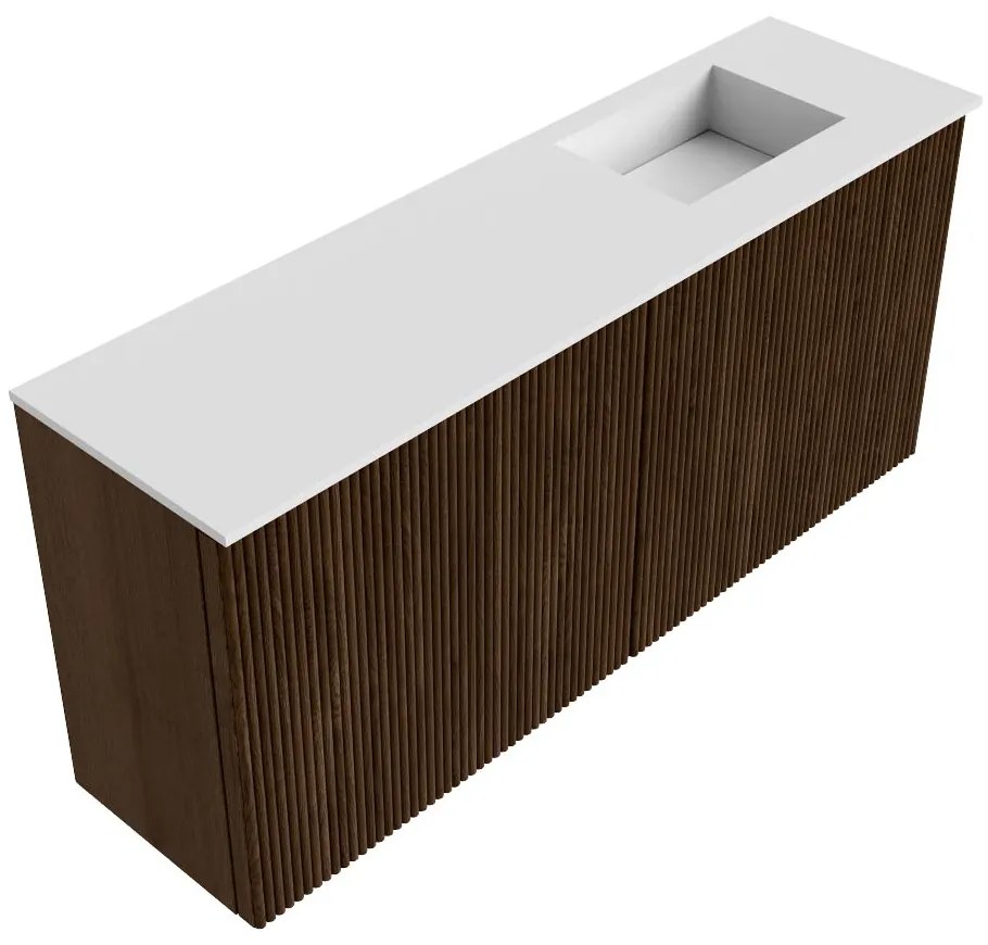 Mondiaz Joya 90cm toiletmeubel walnut met wastafel faye rechts 1 kraangat talc