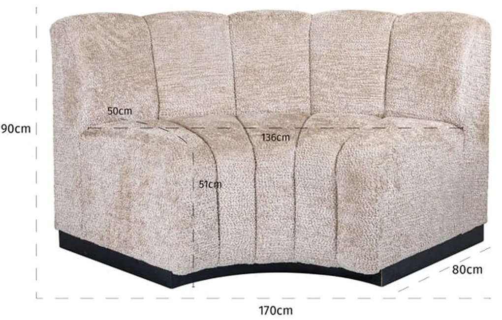 Richmond Interiors Hillpark Ronde Eetkamerbank Lovely Beige