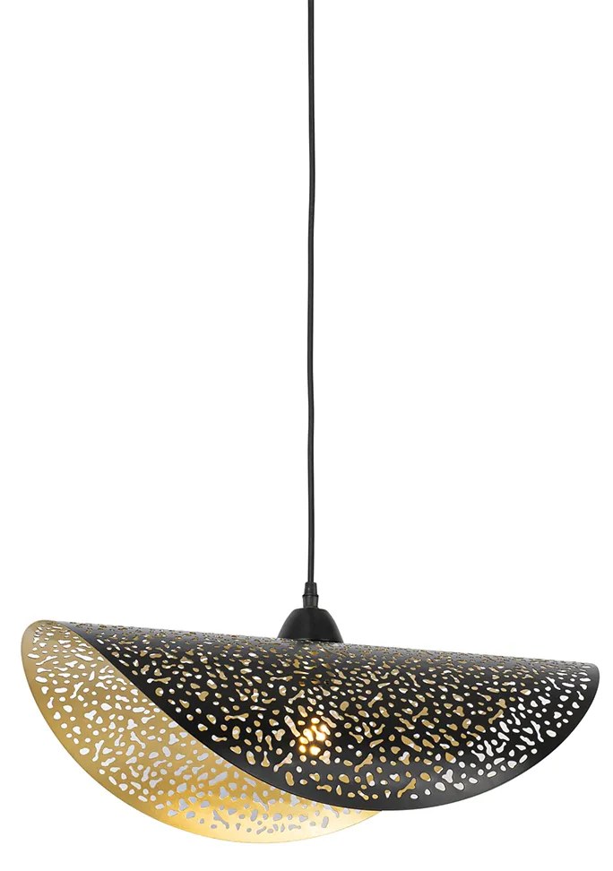 Oosterse hanglamp zwart met goud 50 cm - Japke