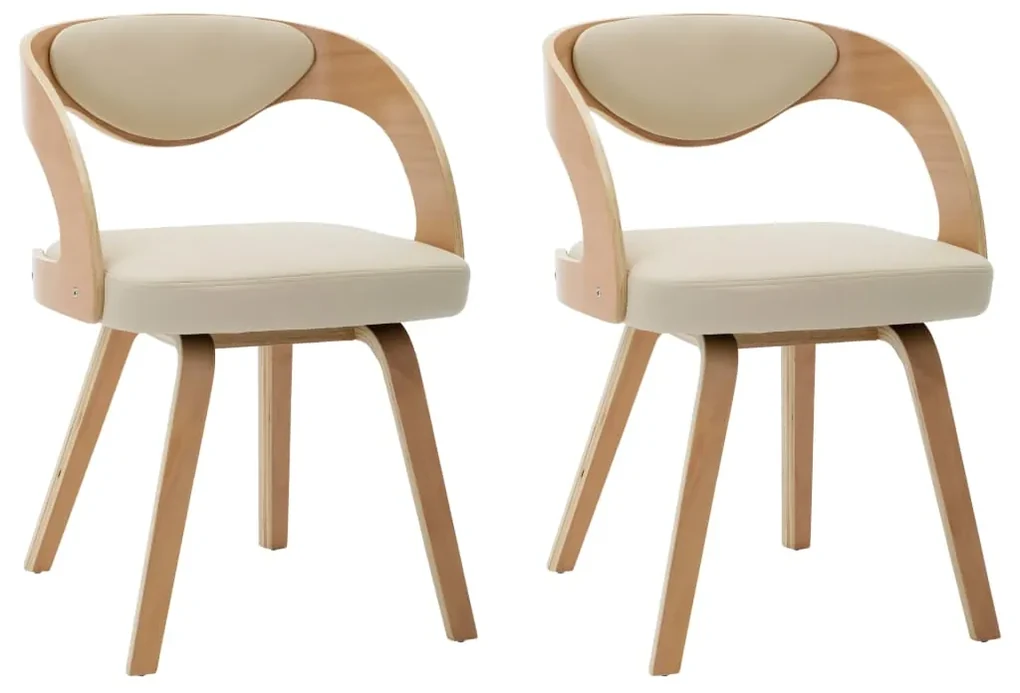 vidaXL Eetkamerstoelen 2 st gebogen hout en kunstleer crème
