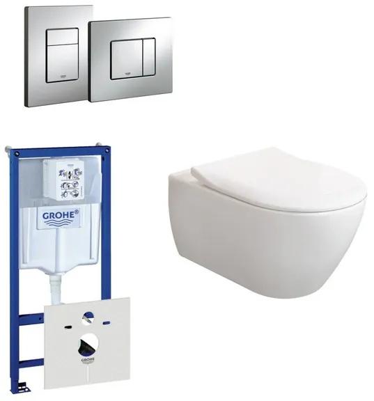 Villeroy & Boch Subway 2.0 ViFresh toiletset met slimseat softclose en quick release en bedieningsplaat horizontaal verticaal chroom 0720001/0729205/ga91964/sw60341/