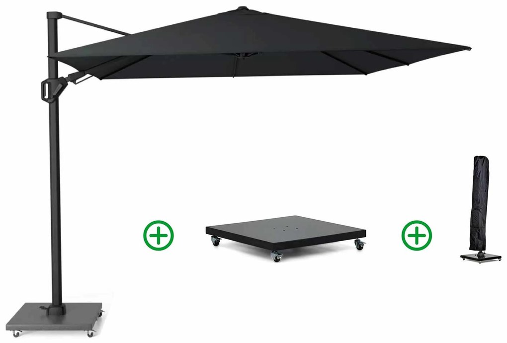 Platinum Challenger zweefparasol 3x3m T2 premium (incl. voet en hoes) jet black