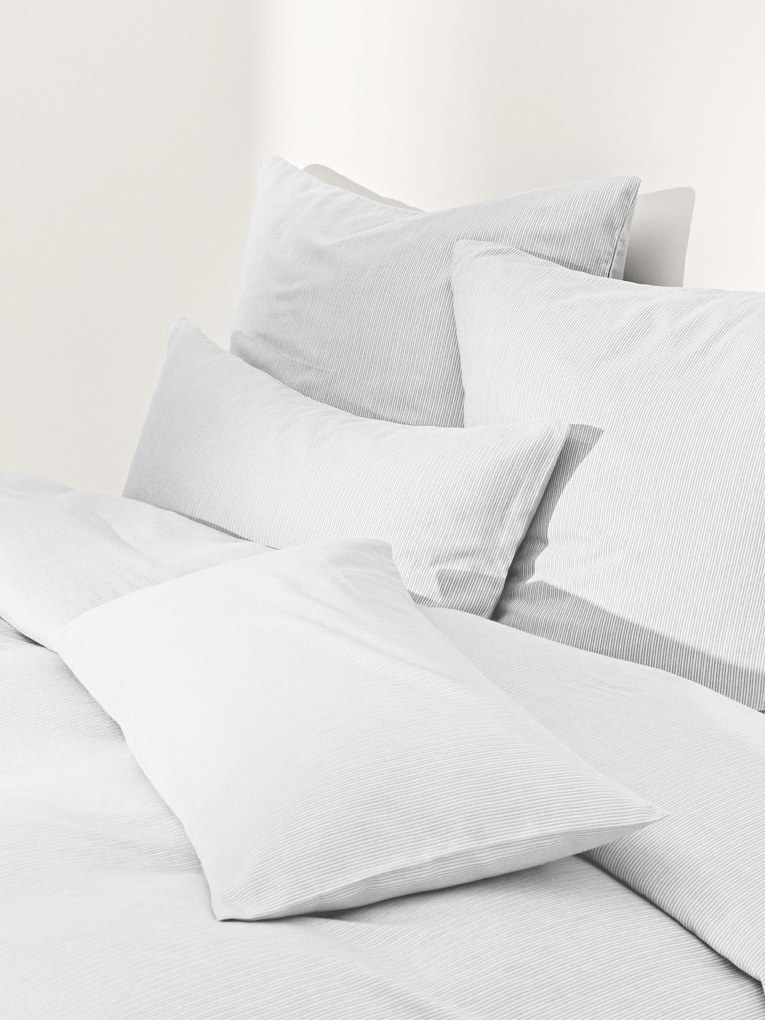 Flanellen dekbedovertrek Javon met fijne strepen