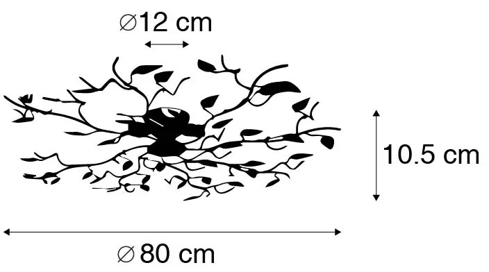 Smart plafondlamp zwart met goud 80 cm 4-lichts incl. 4 Wifi P45 - Foglie