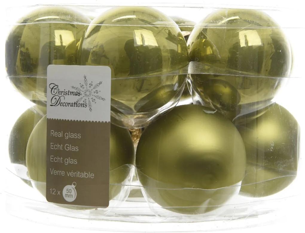 Kerstbal glas emaille-mat diameter 5cm olijfgroen KSD