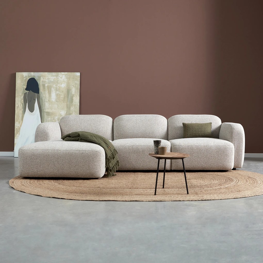 Beige Hoekbank Chaise Longue Links